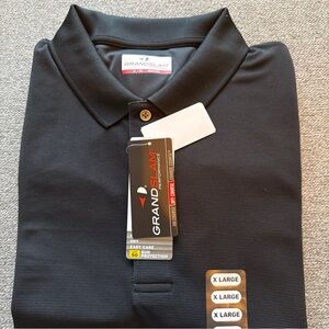 Grand Slam Performance Polo Shirt Mens X Large NWT Black Ribbed Sun Protection